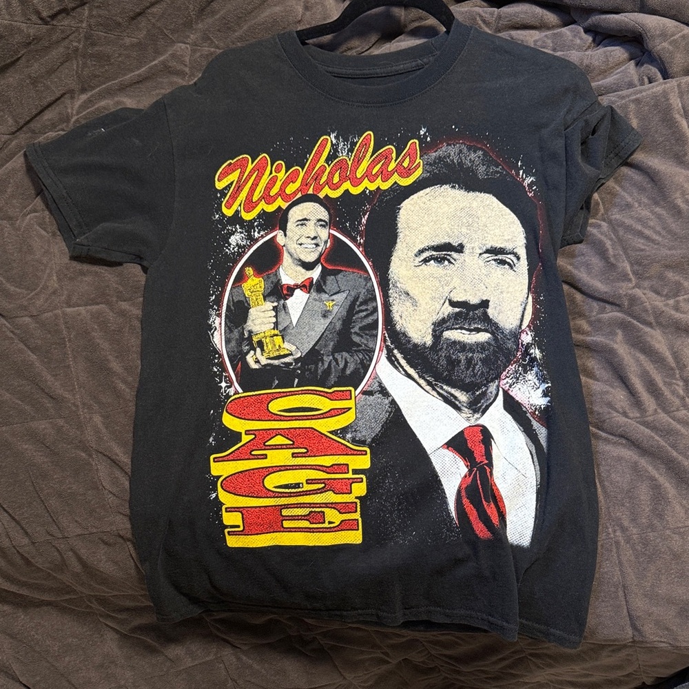 Black Nicholas Graphic Short-Sleeve Tee with Red & Yellow Accents